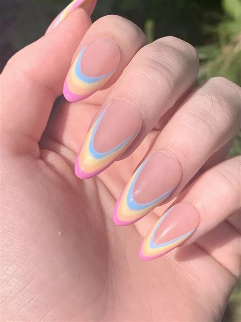 Rainbow Pastel French Tip Nails Shop Dakora Co