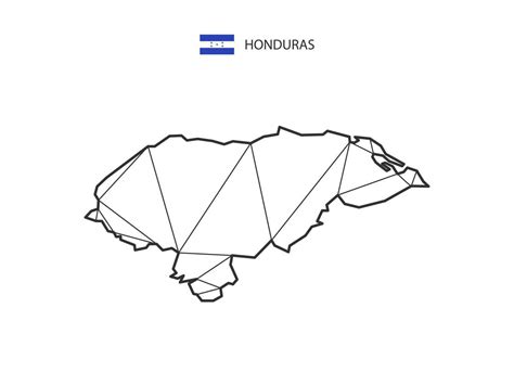 Mosaic Triangles Map Style Of Honduras Isolated On A White Background