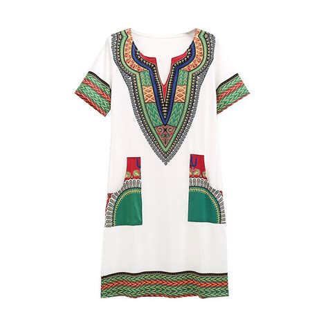 Plus Xxxl Dashiki Dress 2017 Summer Sexy African Print Shirt Dresses Femme Vintage Mini Hippie