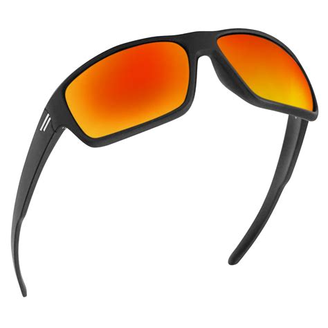 Toroe Eyewear With Matte Black Wrap Around Frame Polarized Fire Red Mirror Sunglasses