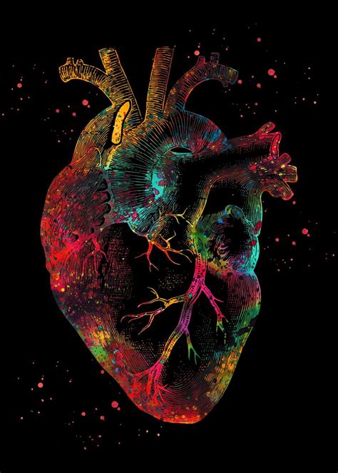 Colorful Anatomical Heart Art - Yellow Blade Wallpaper