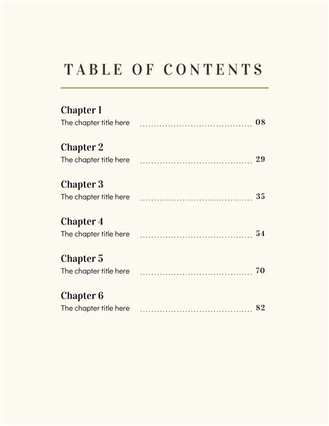 Simple Vintage Book Table Of Contents Template Venngage