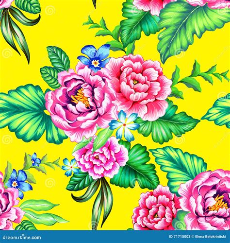 Estampado De Flores Mexicano Colorido Stock De Ilustración Imagen