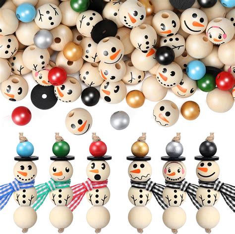 Amazon Pieces Snowman Wood Beads Christmas Wooden Beads Winter