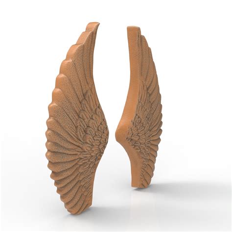 Pair Angels Wings STL File 3D Model Relief For 3D Printer CNC Carving