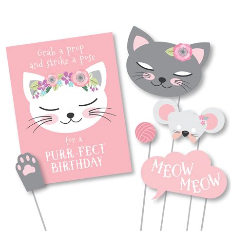 Cat Photo Booth Props Cat Kitten Birthday Props Instant Etsy