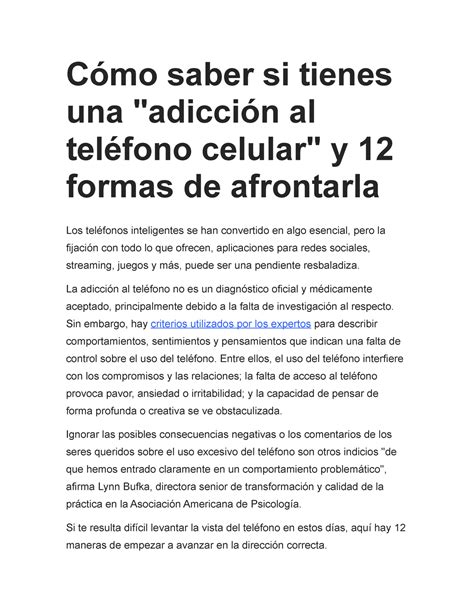 C Mo Saber Si Tienes Una Adiccion Al Celular C Mo Saber Si Tienes Una