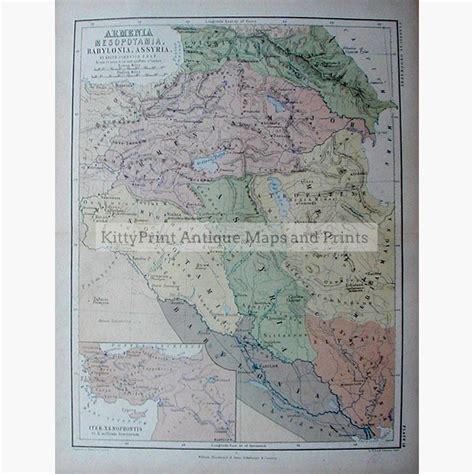 Antique Map, Armenia Mesopotamia, Babylonia, Assyria, 1868 – KittyPrint