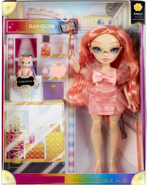 A Doll With Pink Hair Is Standing In Front Of A Toy Kitchen And She S