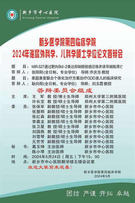 2024年春季新乡医学院第四临床学院硕士学位论文答辩会 党委研究生工作部