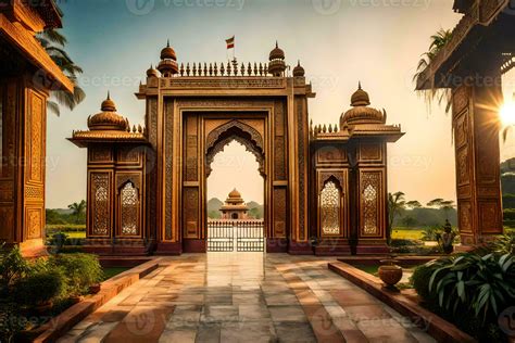 The Golden Gate Of The Royal Palace In India Ai Generated