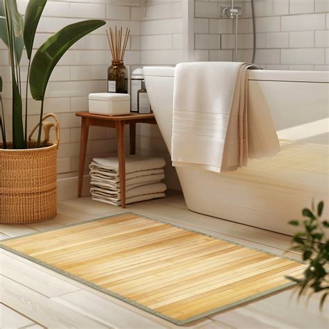 Casa Pura Tapis En Bambou Marigold Pour Salle De Bains Et Salon