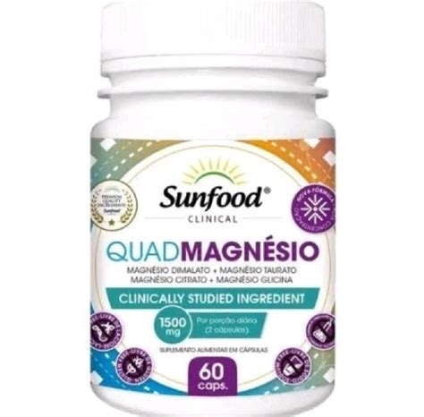 Encontre Quad Magnesio Sunfood Caps Mg Na Floraflix