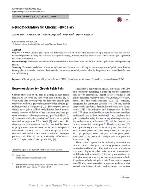 Neuromodulation For Chronic Pelvic Pain Request Pdf