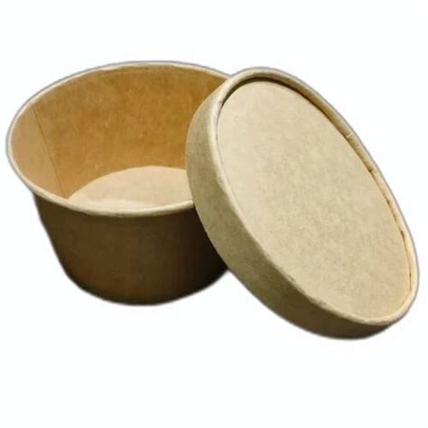 Brown Round 350 Ml Kraft Paper Food Container Feature Eco Friendly Light Weight Disposable