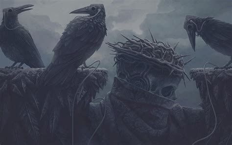 Crown Of Thorns Fantasy Art Digital Art Crow Alexey Egorov Music