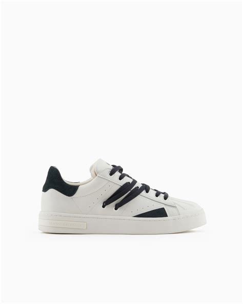 Baskets En Co Cuir Avec Lacets Contrast S Armani Exchange