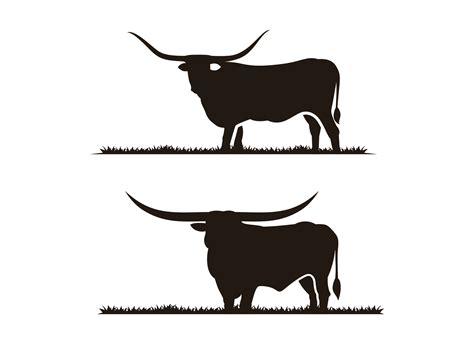 Texas Longhorn Bull and Grass Silhouette Logo Design 35045435 Vector ...