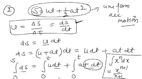 Derivation Of Equation Of Motion By Calculus Mathod Class 11 Motion