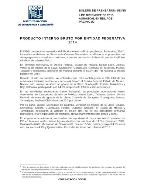 Pdf Producto Interno Bruto Por Entidad Federativa Seieg