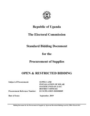 Fillable Online Standard Bidding Documents The Public Procurement And