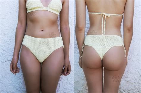 High Waisted Thong Bikini Bottom Crochet Pattern M Etsy