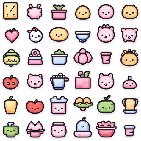 Premium Vector | A collection of cute cartoon icons for a website ...