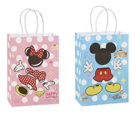 Bolsa De Papel Kraft Para Dulces Mickey Y Minnie Mouse X Cuotas