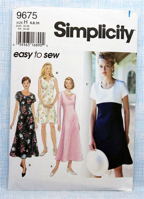 Simplicity Sewing Pattern 9675 Misses Easy Pullover Dress With Scoop Neckline And Empire