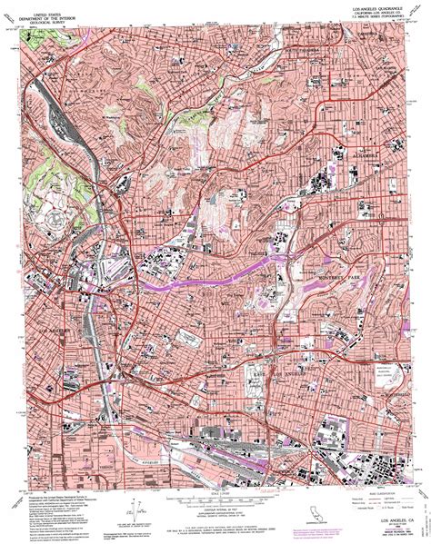 Los Angeles Topographic Map 124000 Scale California