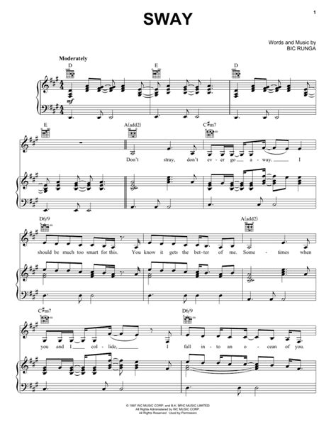 Sway (Piano, Vocal & Guitar Chords (Right-Hand Melody)) - Sheet Music