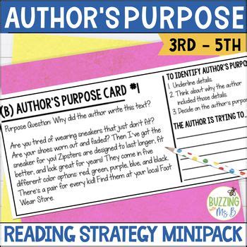 Author S Purpose Reading Comprehension Passage And Activities In