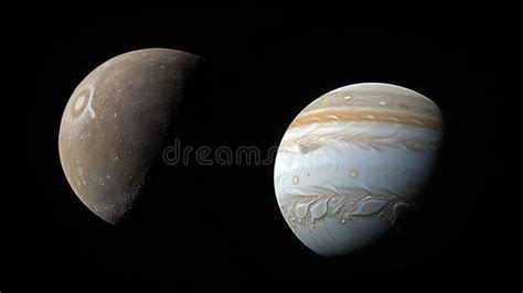 The Giant Planet And Its Satellites Jupiter Like Planet And His Moons