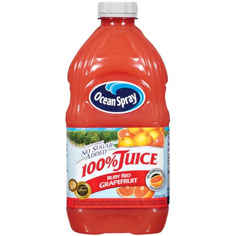 Ocean Spray Ruby Red Grapefruit No Sugar Added Juice 64 Fl Oz Plastic