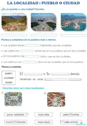 Diferencias Entre Pueblo Y Ciudad Ficha Interactiva Topworksheets