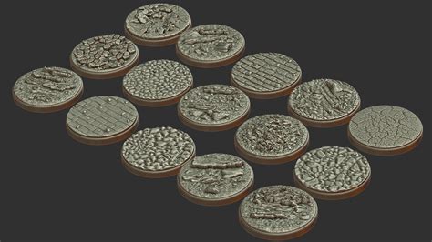 Artstation Pack 3 15 Miniature Bases 50mm 3d Print Ready Obj