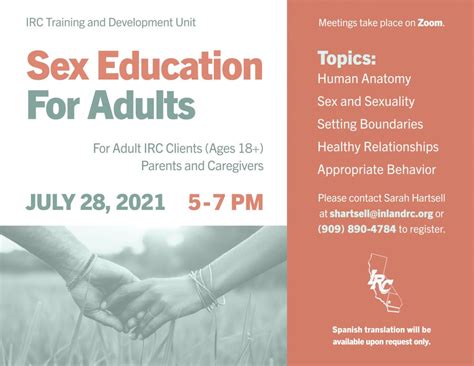 Sex Education For Adults Inland Regional Center