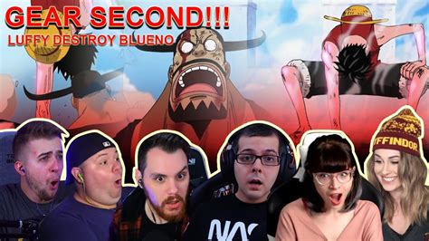 GEAR SECOND!!! LUFFY DESTROY BLUENO - Reaction Mashup One Piece - YouTube