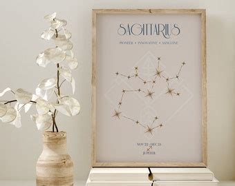 Sagittarius Constellation Art Print, Zodiac Sign Wall Art, Astronomy ...