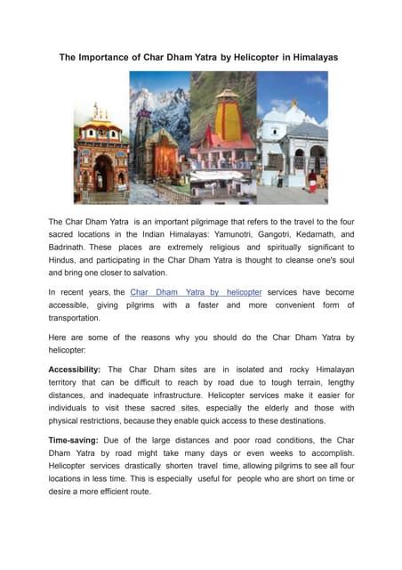 The Importance Of Char Dham Yatra By Helicopter In Himalayasppt