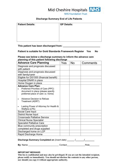 Discharge Care Plan