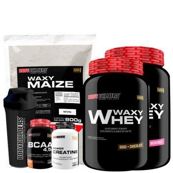 KIT 2x Whey Protein Waxy Whey 900g BCAA 4 5 100g POWER Creatina