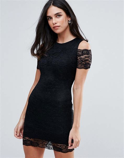 Ax Paris Cold Shoulder Lace Bodycon Dress Black Bodycon Dress