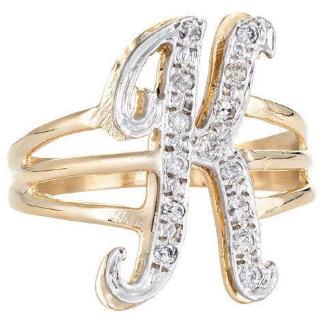 Vintage Letter K Initial Ring 14 Karat Yellow Gold Estate Fine Script