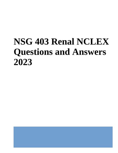 SOLUTION 100 Renal Nclex Questions Studypool