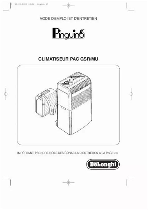 Notice Delonghi Pac Gsr Mu Trouver Une Solution Un Probl Me