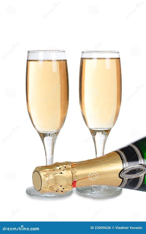Champagne Isolated On White Stock Photo - Image of food, romantic: 23009636