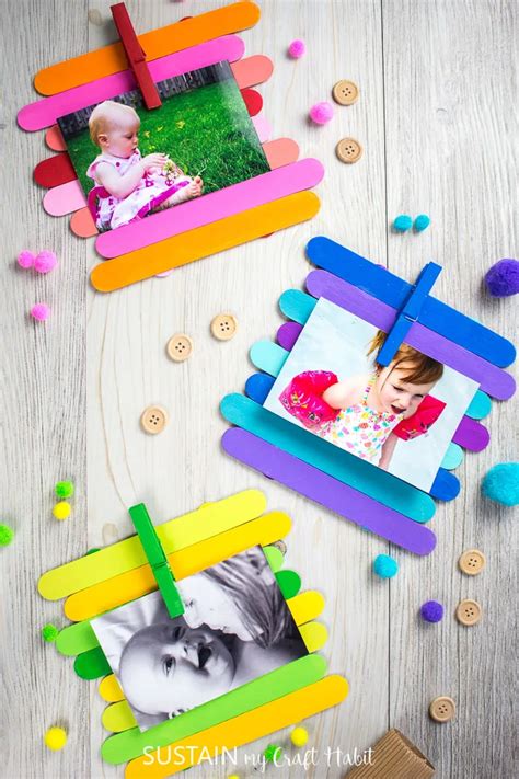 Colorful Popsicle Stick Picture Frames Sustain My Craft Habit