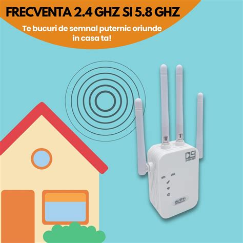 Amplificator Semnal Wireless Printery® Range Extender Retea Wif 300 Mbps Retea 2 4 And 5 8 Ghz