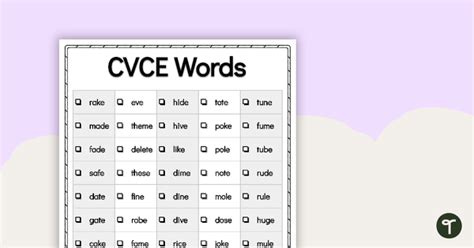 List Of Cvce Words